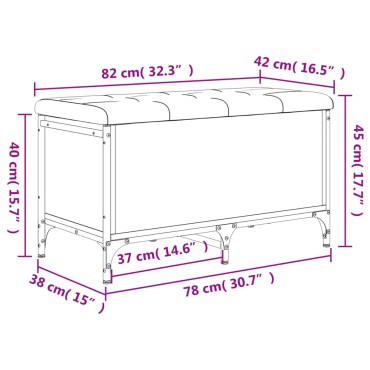 vidaXL Παγκάκι Αποθήκευσης Καπνιστή Δρυς 82x42x45cm από Επεξ. Ξύλο 1 τεμ.