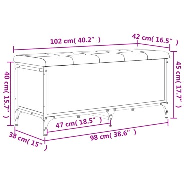 vidaXL Παγκάκι Αποθήκευσης Γκρι Sonoma 102x42x45cm Επεξεργασμένο Ξύλο 1 τεμ.