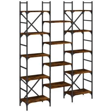 vidaXL Βιβλιοθήκη Καπνιστή Δρυς 127,5x28,5x172,5cm Επεξεργασμένο Ξύλο 1 τεμ.