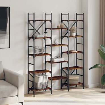 vidaXL Βιβλιοθήκη Καπνιστή Δρυς 127,5x28,5x172,5cm Επεξεργασμένο Ξύλο 1 τεμ.