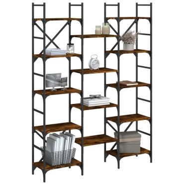 vidaXL Βιβλιοθήκη Καπνιστή Δρυς 127,5x28,5x172,5cm Επεξεργασμένο Ξύλο 1 τεμ.