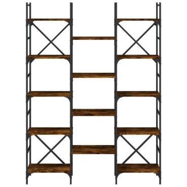 vidaXL Βιβλιοθήκη Καπνιστή Δρυς 127,5x28,5x172,5cm Επεξεργασμένο Ξύλο 1 τεμ.