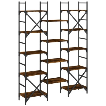 vidaXL Βιβλιοθήκη Καπνιστή Δρυς 127,5x28,5x172,5cm Επεξεργασμένο Ξύλο 1 τεμ.