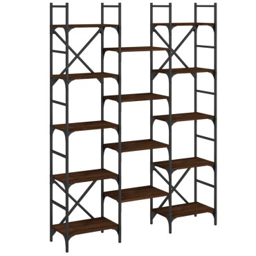 vidaXL Βιβλιοθήκη Καφέ Δρυς 127,5x28,5x172,5cm Επεξεργασμένο Ξύλο 1 τεμ.