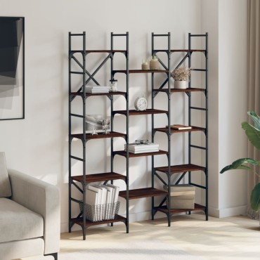 vidaXL Βιβλιοθήκη Καφέ Δρυς 127,5x28,5x172,5cm Επεξεργασμένο Ξύλο 1 τεμ.