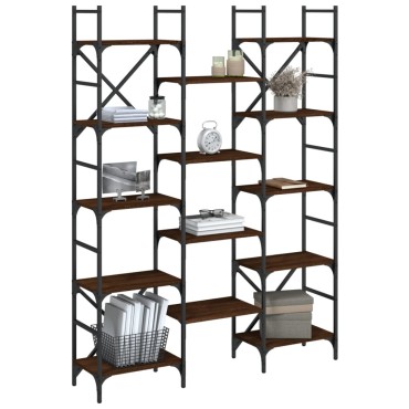 vidaXL Βιβλιοθήκη Καφέ Δρυς 127,5x28,5x172,5cm Επεξεργασμένο Ξύλο 1 τεμ.