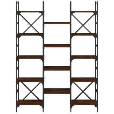 vidaXL Βιβλιοθήκη Καφέ Δρυς 127,5x28,5x172,5cm Επεξεργασμένο Ξύλο 1 τεμ.