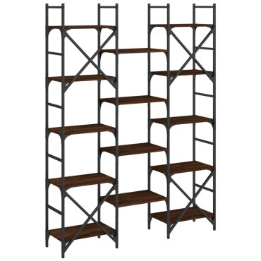 vidaXL Βιβλιοθήκη Καφέ Δρυς 127,5x28,5x172,5cm Επεξεργασμένο Ξύλο 1 τεμ.