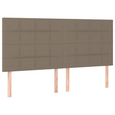 vidaXL Κρεβάτι Boxspring με Στρώμα & LED Taupe 200x200 εκ. Υφασμάτινο