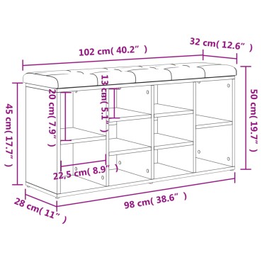 vidaXL Παπουτσοθήκη Καφέ Δρυς 102x32x50cm από Επεξεργασμένο Ξύλο 1 τεμ.