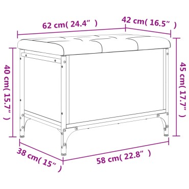 vidaXL Παγκάκι Αποθήκευσης Μαύρο 62x42x45cm από Επεξεργασμένο Ξύλο 1 τεμ.