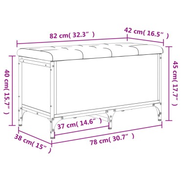 vidaXL Παγκάκι Αποθήκευσης Μαύρο 82x42x45cm από Επεξεργασμένο Ξύλο 1 τεμ.