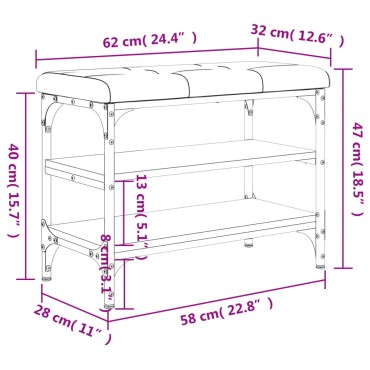 vidaXL Παπουτσοθήκη Καπνιστή Δρυς 62x32x47cm από Επεξεργασμένο Ξύλο 1 τεμ.