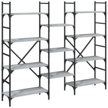 vidaXL Βιβλιοθήκη Γκρι Sonoma 160x28,5x136,5cm Επεξεργασμένο Ξύλο 1 τεμ.