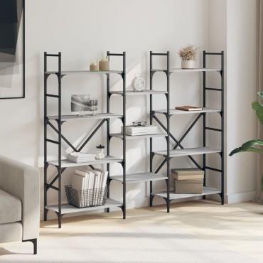 vidaXL Βιβλιοθήκη Γκρι Sonoma 160x28,5x136,5cm Επεξεργασμένο Ξύλο 1 τεμ.