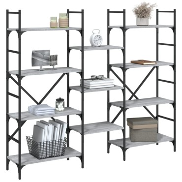 vidaXL Βιβλιοθήκη Γκρι Sonoma 160x28,5x136,5cm Επεξεργασμένο Ξύλο 1 τεμ.