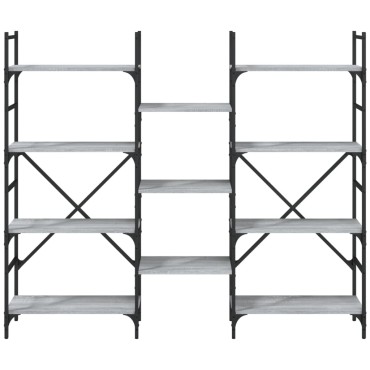 vidaXL Βιβλιοθήκη Γκρι Sonoma 160x28,5x136,5cm Επεξεργασμένο Ξύλο 1 τεμ.