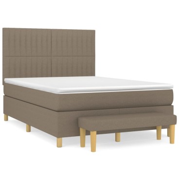 vidaXL Κρεβάτι Boxspring με Στρώμα Taupe 140x200cm Υφασμάτινο 1 τεμ. - Διπλό