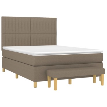 vidaXL Κρεβάτι Boxspring με Στρώμα Taupe 140x200cm Υφασμάτινο 1 τεμ. - Διπλό