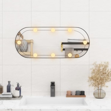 vidaXL Καθρέφτης Τοίχου Οβάλ με Φώτα LED 30x70 εκ. από Γυαλί