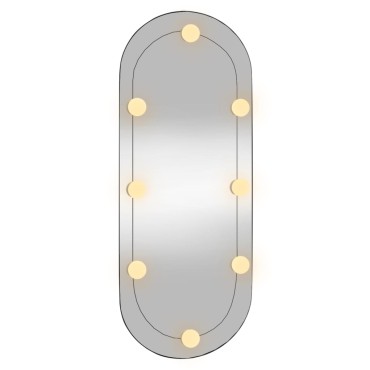 vidaXL Καθρέφτης Τοίχου Οβάλ με Φώτα LED 30x70 εκ. από Γυαλί