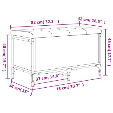 vidaXL Παγκάκι Αποθήκευσης Γκρι Sonoma 82x42x45cm Επεξεργασμένο Ξύλο 1 τεμ.