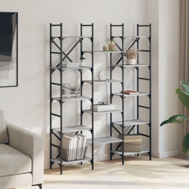 vidaXL Βιβλιοθήκη Γκρι Sonoma 127,5x28,5x172,5cm Επεξεργασμένο Ξύλο 1 τεμ.