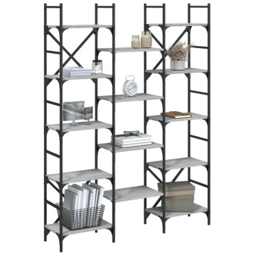 vidaXL Βιβλιοθήκη Γκρι Sonoma 127,5x28,5x172,5cm Επεξεργασμένο Ξύλο 1 τεμ.