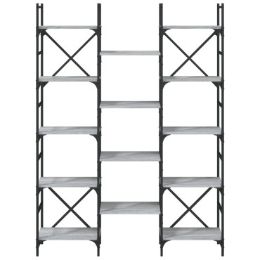 vidaXL Βιβλιοθήκη Γκρι Sonoma 127,5x28,5x172,5cm Επεξεργασμένο Ξύλο 1 τεμ.