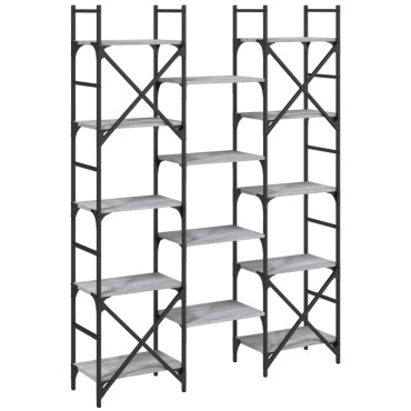 vidaXL Βιβλιοθήκη Γκρι Sonoma 127,5x28,5x172,5cm Επεξεργασμένο Ξύλο 1 τεμ.