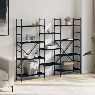 vidaXL Βιβλιοθήκη Μαύρη 160x28,5x136,5cm από Επεξεργασμένο Ξύλο 1 τεμ.