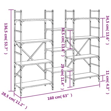 vidaXL Βιβλιοθήκη Μαύρη 160x28,5x136,5cm από Επεξεργασμένο Ξύλο 1 τεμ.