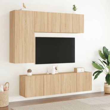 vidaXL Ντουλάπια Τοίχου Τηλεόρασης 2 τεμ. Sonoma Δρυς 60x30x41cm