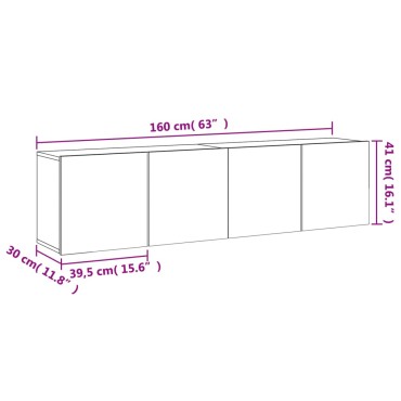 vidaXL Ντουλάπια Τοίχου Τηλεόρασης 2 τεμ. Sonoma Δρυς 80x30x41cm