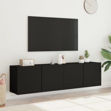 vidaXL Ντουλάπια Τοίχου Τηλεόρασης 2 τεμ. Μαύρα 80x30x41cm