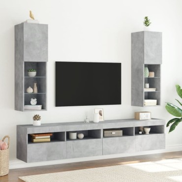vidaXL Έπιπλο Τηλεόρασης με LED Γκρι Σκυροδέματος 30,5x30x102cm