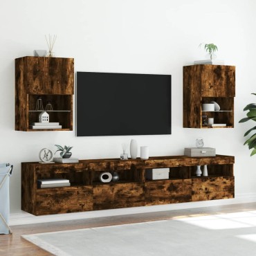 vidaXL Έπιπλο Τηλεόρασης με LED Καπνιστή Δρυς 40,5x30x60cm