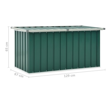 vidaXL Μπαούλο Αποθήκευσης Κήπου Πράσινο 129x67x65cm 1 τεμ.