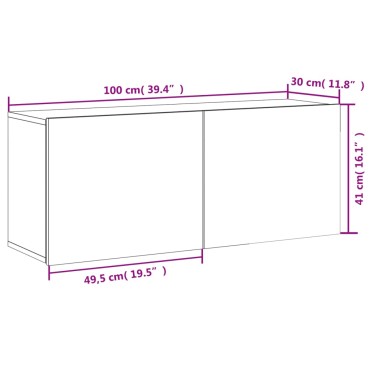 vidaXL Ντουλάπι Τοίχου Τηλεόρασης Λευκό 100x30x41cm