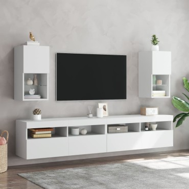 vidaXL Ντουλάπι Τηλεόρασης με LED Λευκό 30,5x30x60cm