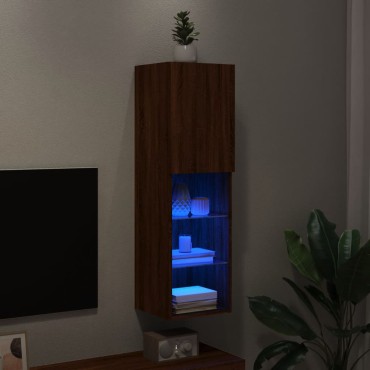 vidaXL Έπιπλο Τηλεόρασης με LED Καφέ Δρυς 30,5x30x102cm