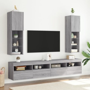 vidaXL Έπιπλο Τηλεόρασης με LED Γκρι Sonoma 30,5x30x102cm