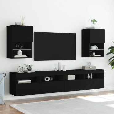 vidaXL Έπιπλο Τηλεόρασης με LED Μαύρο 40,5x30x60cm