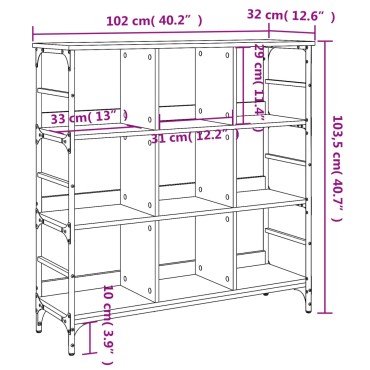 vidaXL Ραφιέρα Γκρι Sonoma 102x32x103,5cm από Επεξεργασμένο Ξύλο 1 τεμ.