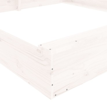 vidaXL Αμμοδόχος με Καθίσματα Λευκή Τετράγωνη από Μασίφ Ξύλο Πεύκου