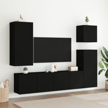 vidaXL Ντουλάπι Τοίχου Τηλεόρασης Μαύρο 80x30x41cm