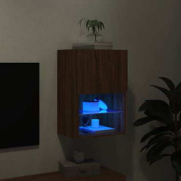 vidaXL Έπιπλο Τηλεόρασης με LED Καφέ Δρυς 40,5x30x60cm