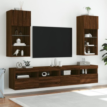 vidaXL Έπιπλο Τηλεόρασης με LED Καφέ Δρυς 40,5x30x90cm