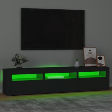 vidaXL Έπιπλο Τηλεόρασης με LED Μαύρο 180x35x40cm