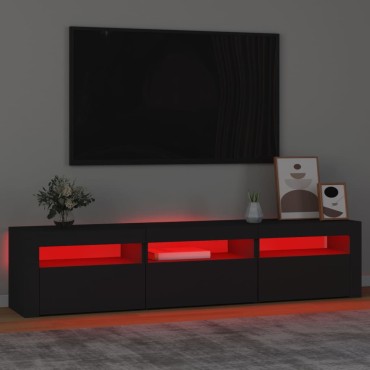 vidaXL Έπιπλο Τηλεόρασης με LED Μαύρο 180x35x40cm